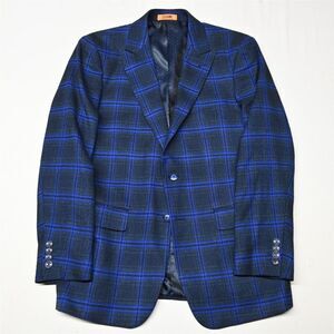 Steven Land 38R Blue Windowpane Flannel Sandro Blazer‎ Sport Coat Suit Jacket